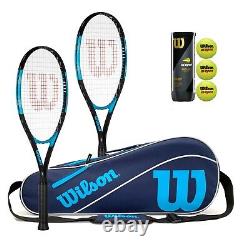 2 x Wilson Ultra Excel 112 Tennis Rackets + Wilson Ultra Racket Bag + 3 Balls