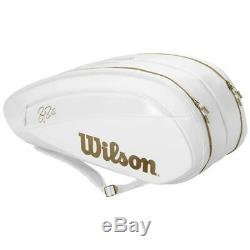 Brand New Wilson FEDERER DNA12 Racquet Tennis Bag White/Gold Wimbledon Ltd. Ed