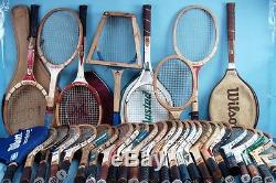Lot Of 34 Vintage Wooden Tennis Rackets Famous Player Model Wilson Champ Tourney