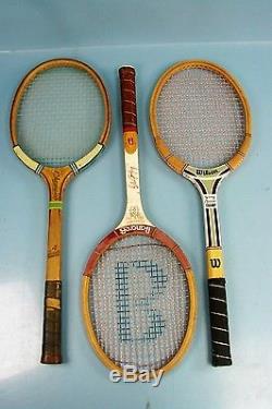 Lot Of 34 Vintage Wooden Tennis Rackets Famous Player Model Wilson Champ Tourney