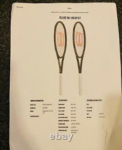 NEW Wilson Blade 98 18x20 v7 Tennis Racquet Grip Size 4 1/4 Custom Works Black