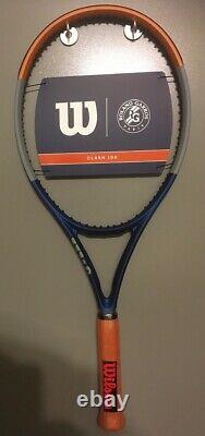 New WILSON Clash 100 Roland Garros Tennis Racquet 4 1/2 Racket LTD. EDITION