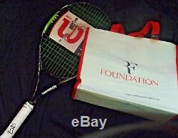 Roger Federer Autographed Wilson Tennis Racquet +federer Foundation Bag