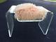 Unique Mid Century Lucite Bench Vanity Chair With Curly Lambskin Fur Pillow