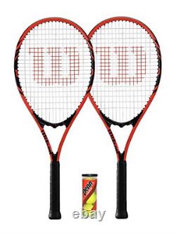 Wilson 2 x Federer Adult Tennis Rackets + 3 Tennis Balls