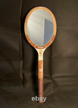 Wilson autograph Billie Jean King strata bow racket wall Mirror vintage medium